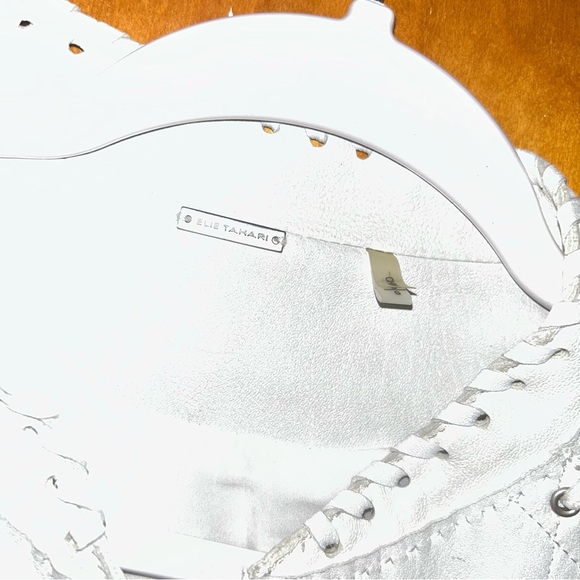 Elie Tahari Janet weave lace up 100% lamb leather crop jacket retail $1000+ sz L - Picture 5 of 6